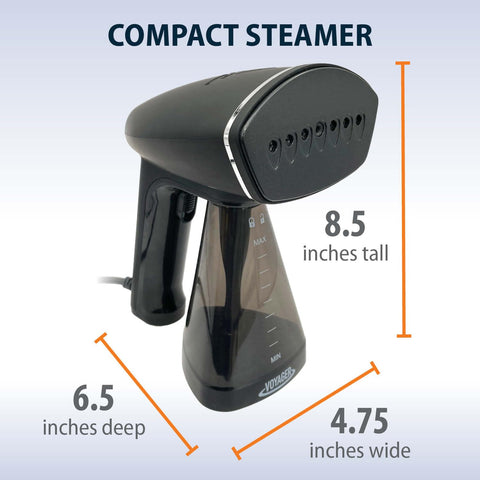 Cafe Valet Voyager Cloud steamer matte black grip highlighting comfortable handling
