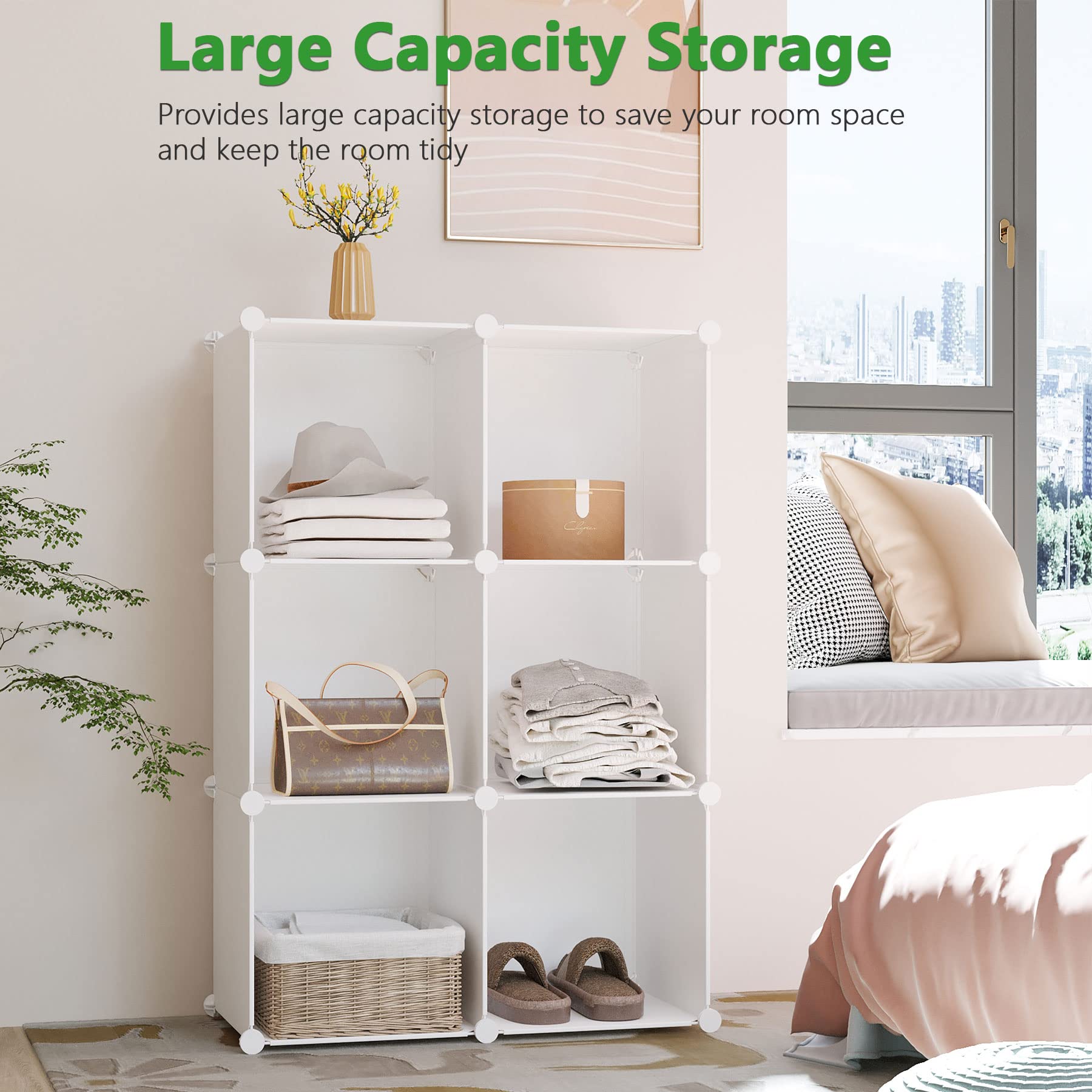 CAHOME 6-cube storage milky modular configuration shows customizable layouts