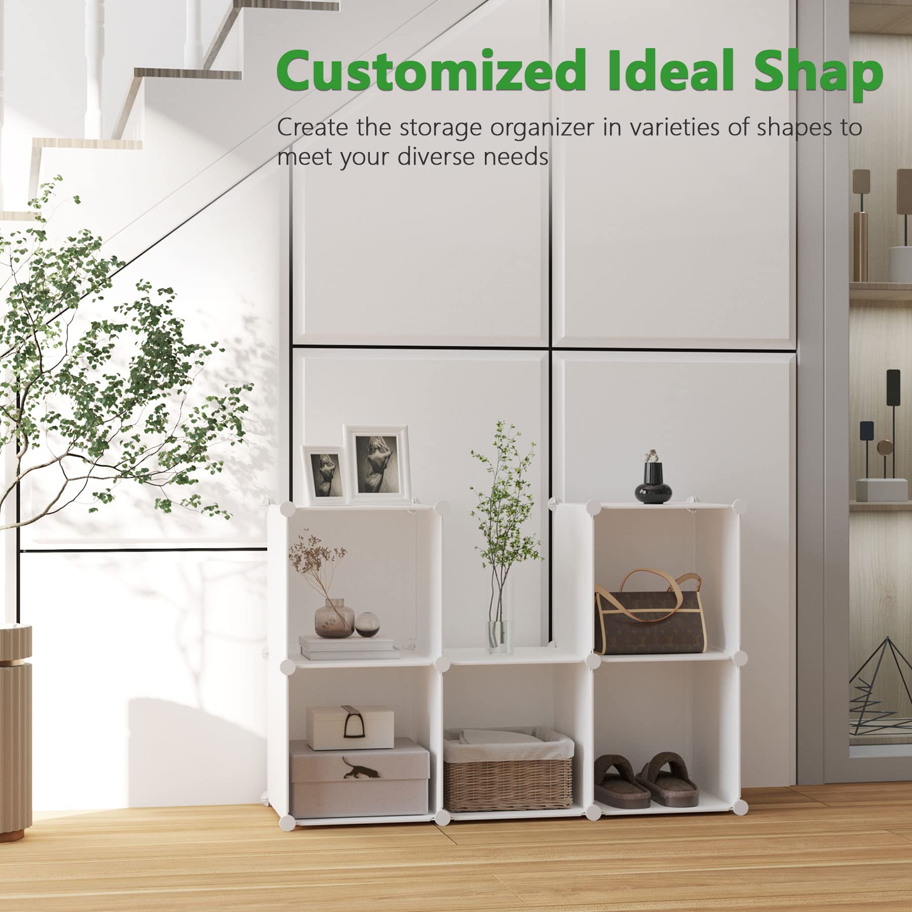 CAHOME 6-cube storage milky wardrobe organization for clothes and accessories