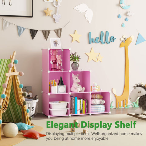 Cahome cube storage organizer pink front view with accessible shelves for easy reach