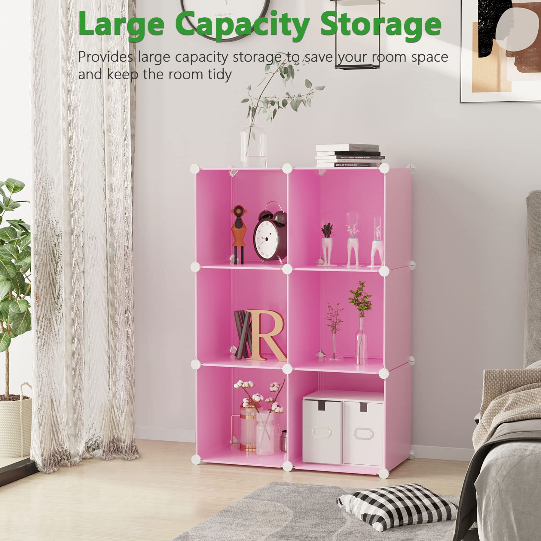 Cahome cube storage organizer pink open cubes for customizable configuration