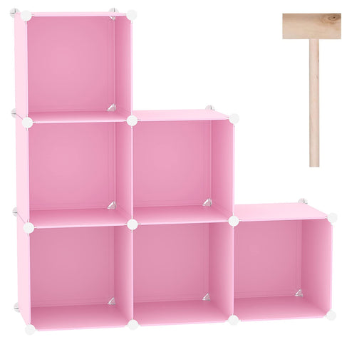 Cahome cube storage organizer pink side view shows modular frame for flexible organization