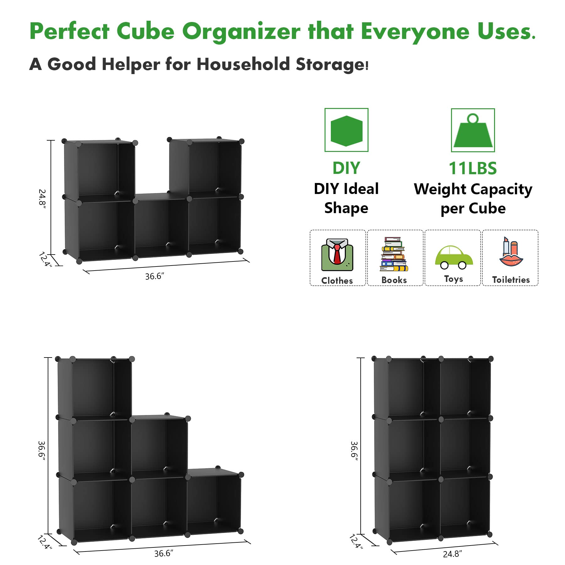 C&AHOME modular storage unit with DIY design enables flexible room configurations.