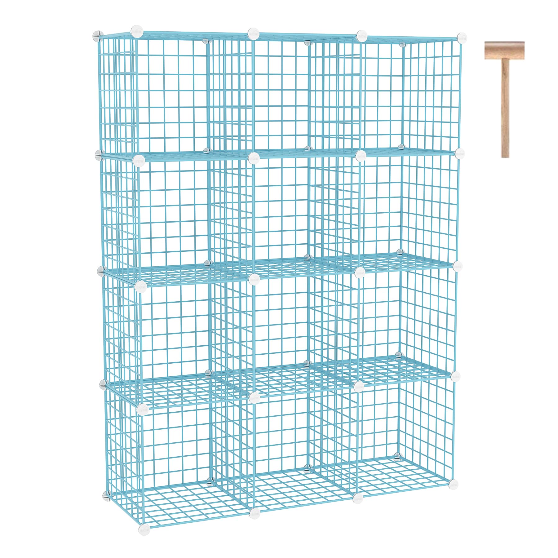 C&AHOME wire cube storage assembly demonstrates modular setup for living room organization.