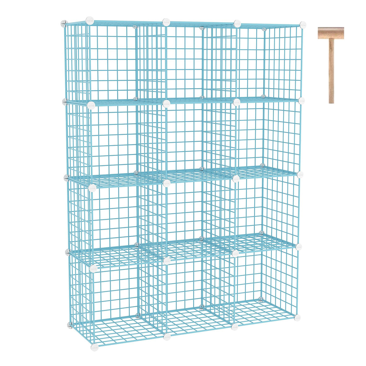 C&AHOME wire cube storage assembly demonstrates modular setup for living room organization.