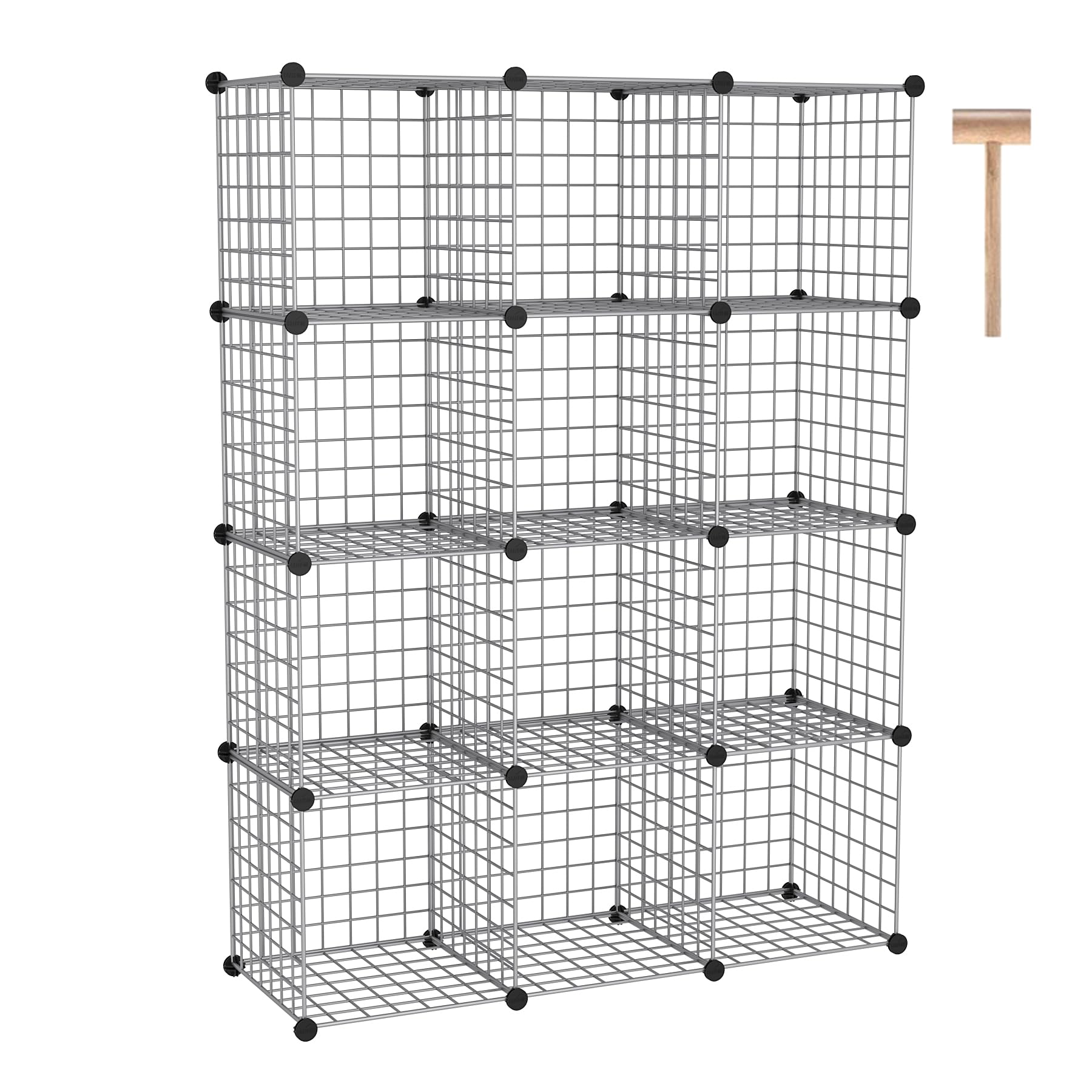 C&AHOME wire cube storage front view showing organized shelves