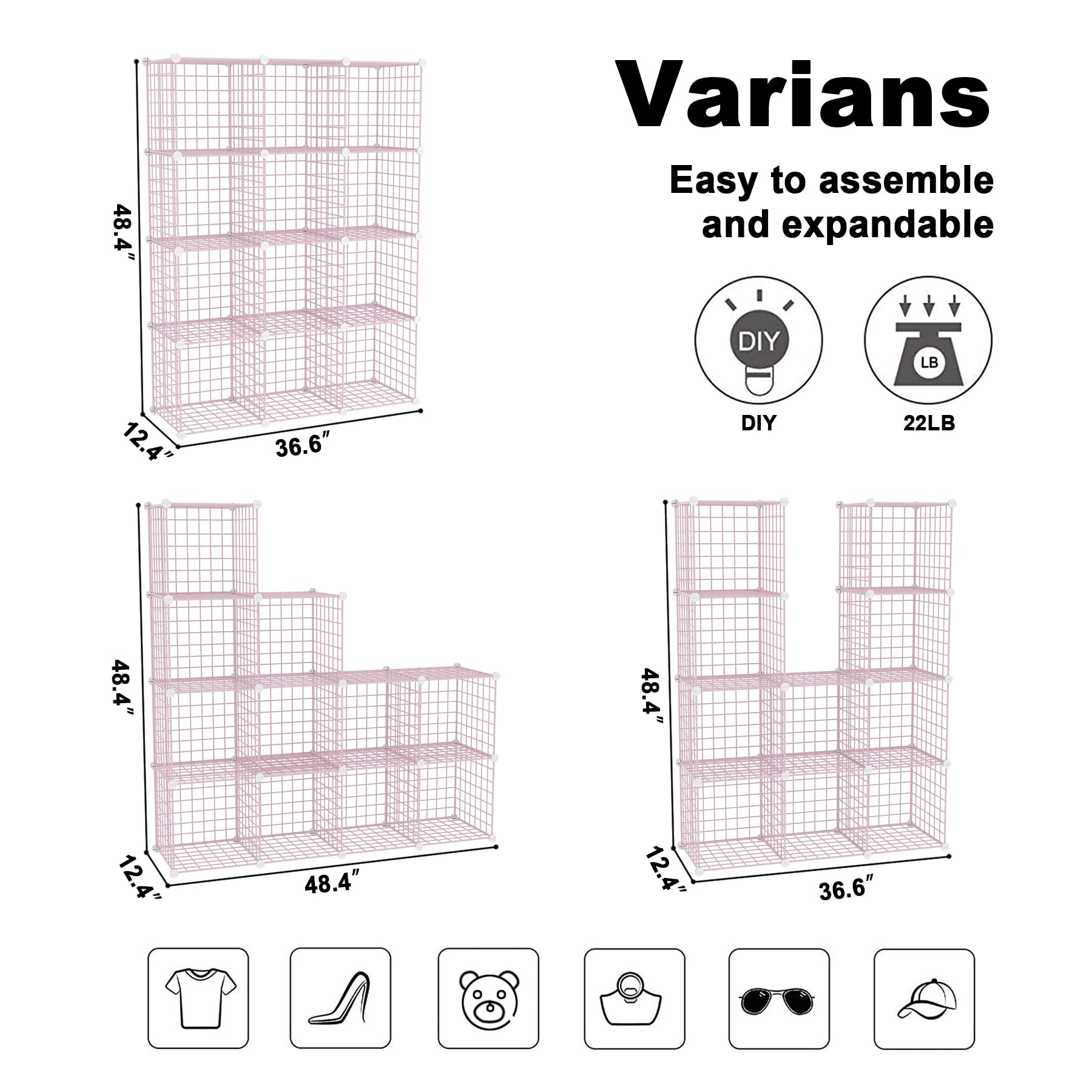 C&AHOME pink wire cube assembly tools and mallet