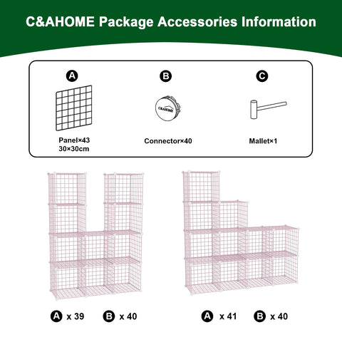 C&AHOME pink wire cube storage for shoes and accessories