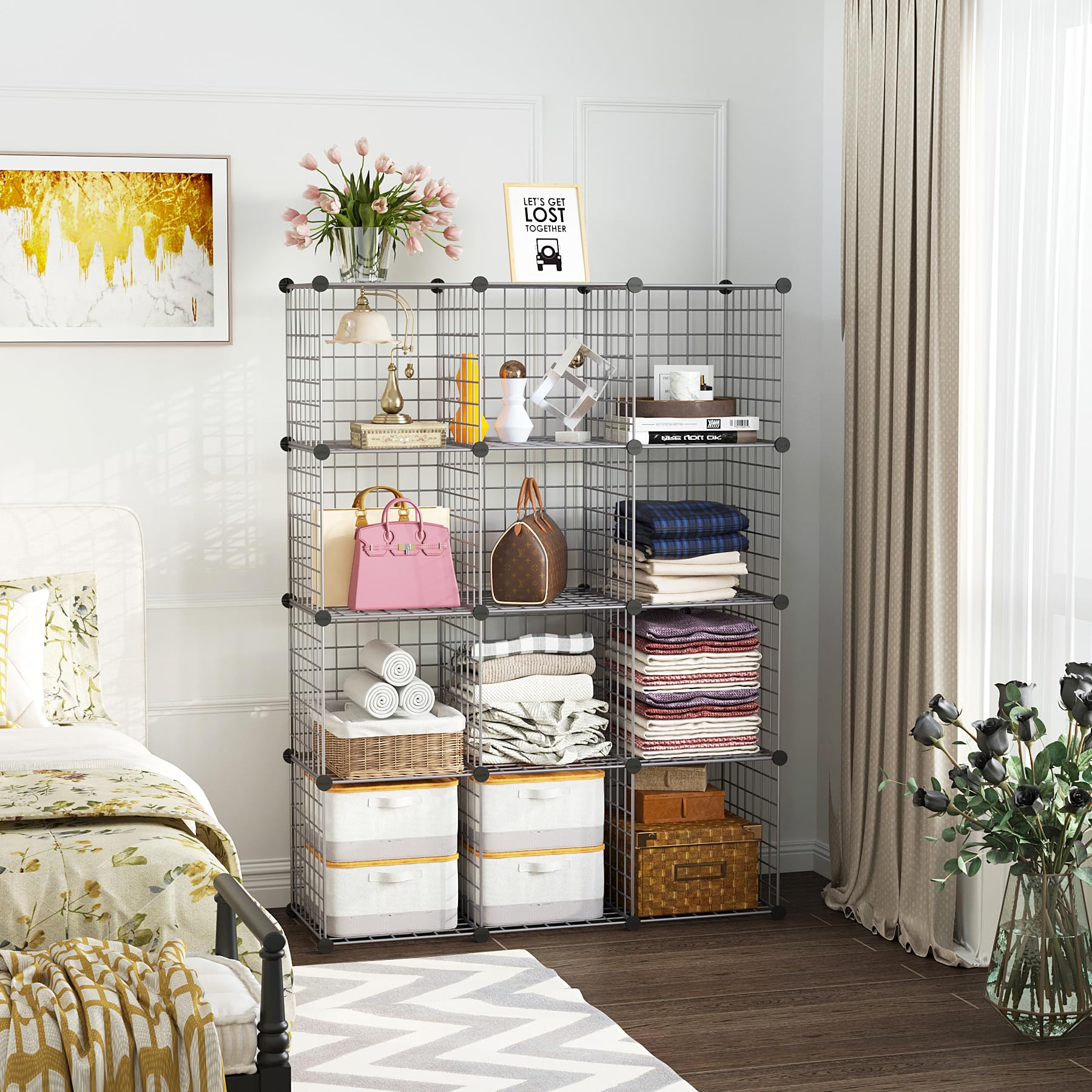 C&AHOME wire cube storage side view highlighting frame stability
