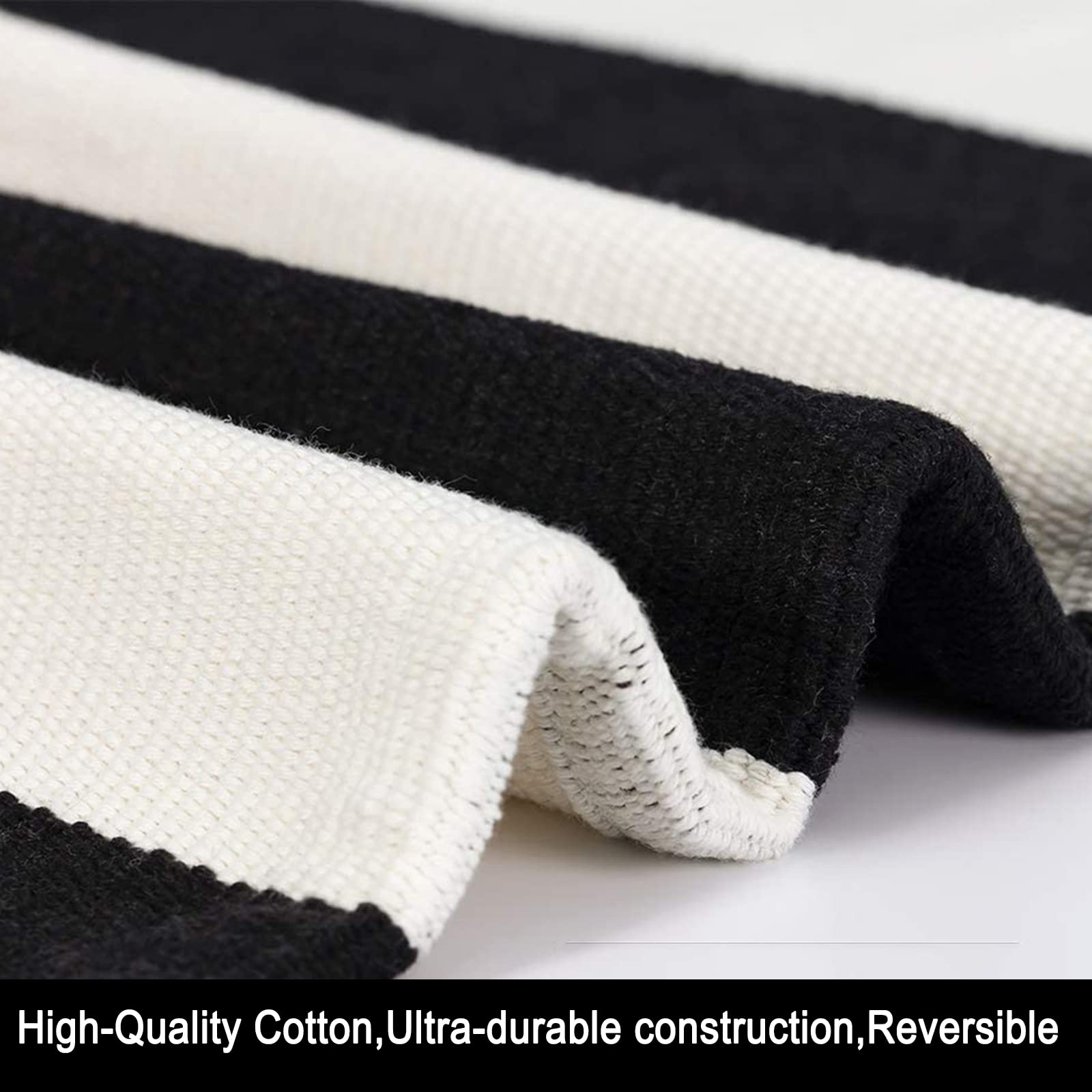 CAINANEL front porch rug displays bold black-and-white stripes.
