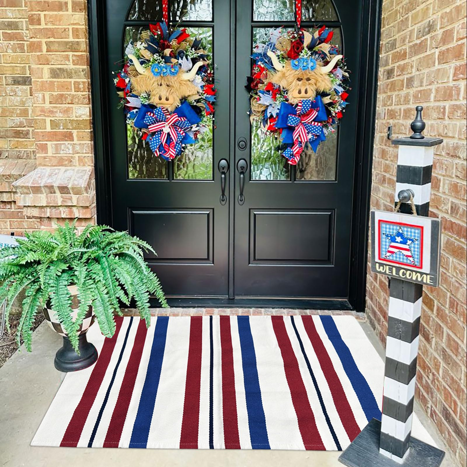 CAINANEL giftable patriotic door mat for festive hosting