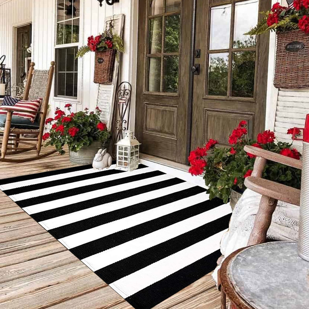 CAINANEL outdoor rug close-up showing durable fabric texture.
