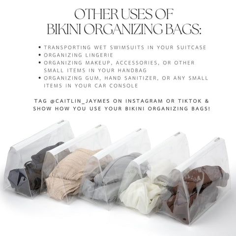 Caitlin Jaymes bikini storage bag, pack of ten, keeps items neatly separated in closets.