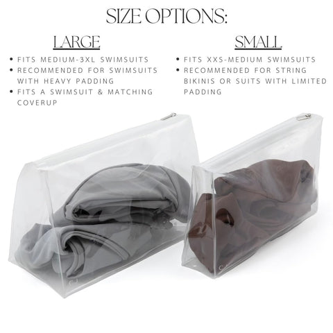 Caitlin Jaymes clear swimsuit bag makes packing and unpacking fast