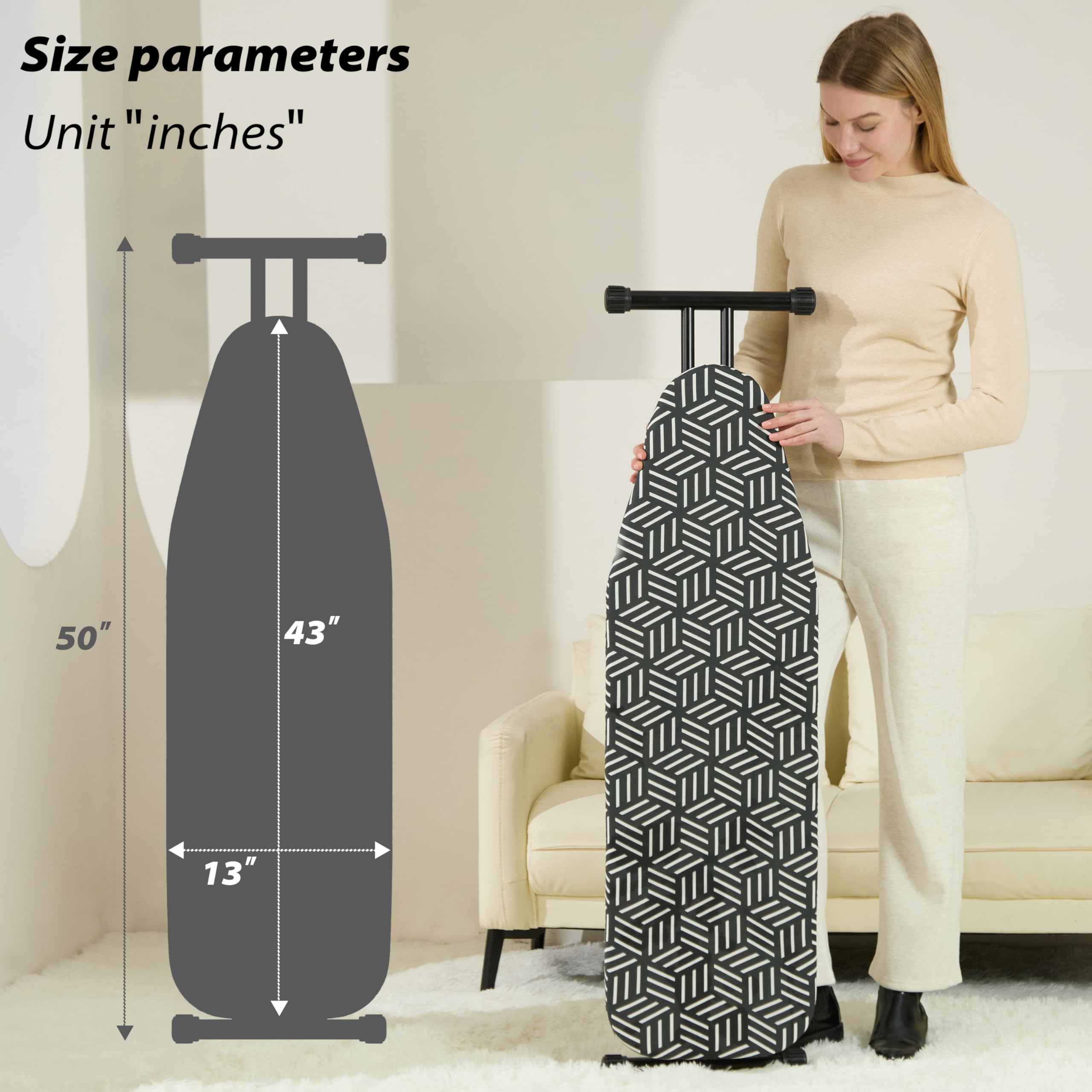 Caius ironing board folded for compact storage in small spaces
