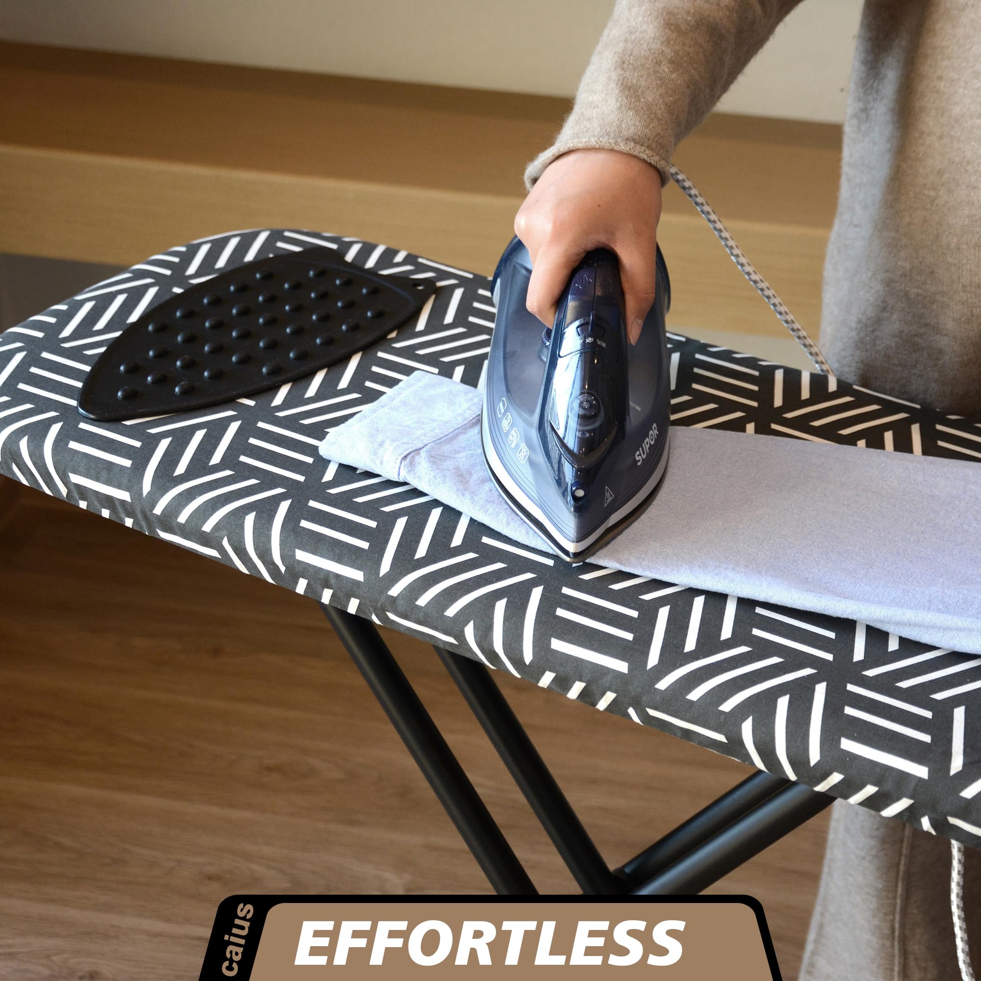 Caius ironing board folded storage saves space in apartments.