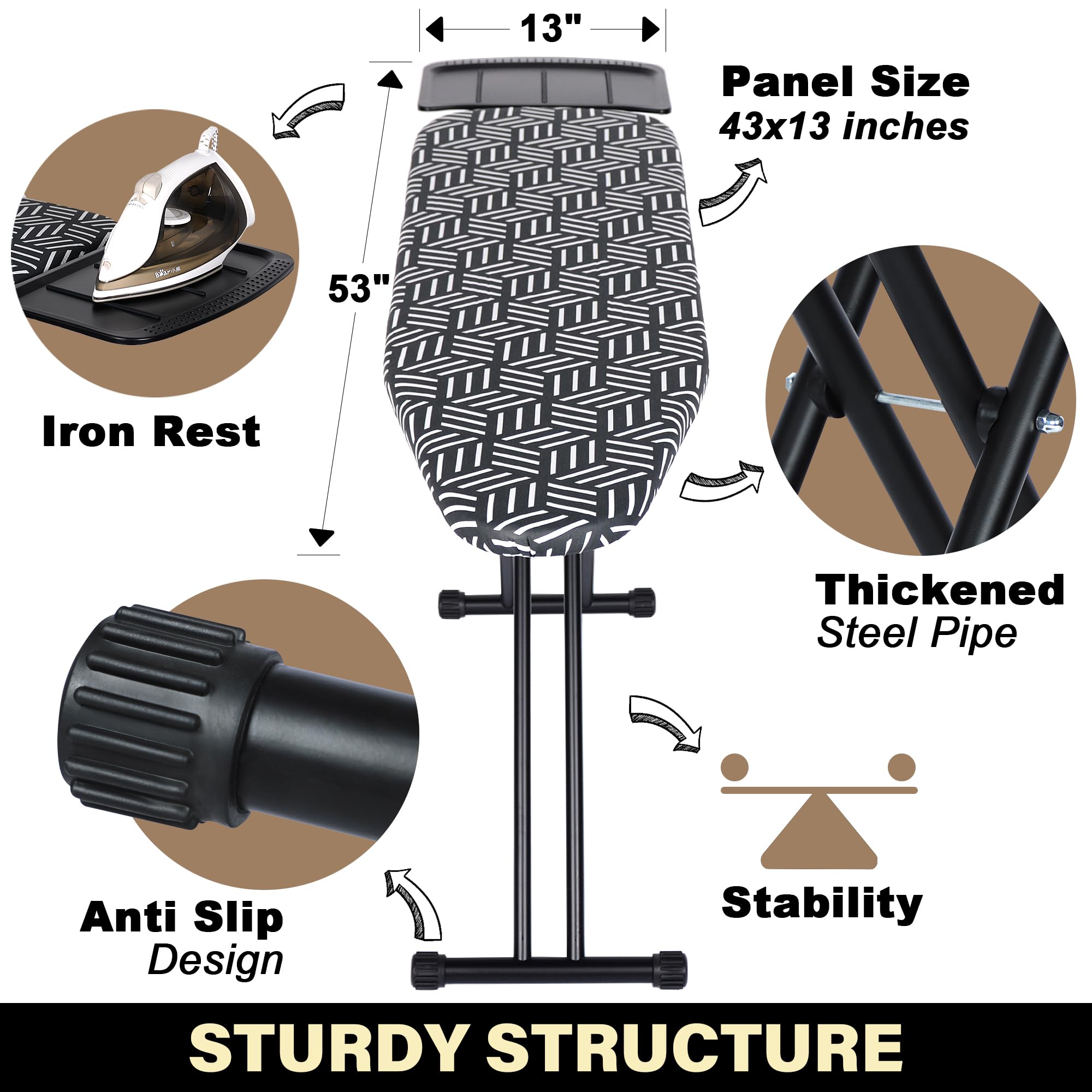 Caius ironing board folding mechanism enables space-saving storage