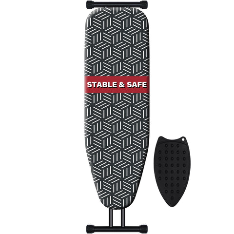Caius ironing board top surface showing a wide 43x13 inch area for large fabrics