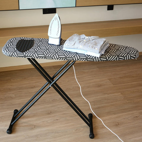 Caius ironing board unfolded 43x13 inches offers ample room.