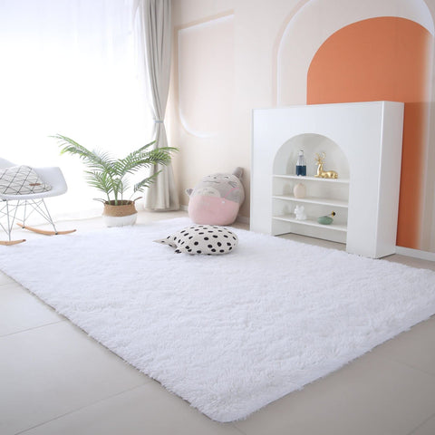 CAIYUECS Cozy living-room rug in white complements modern decor