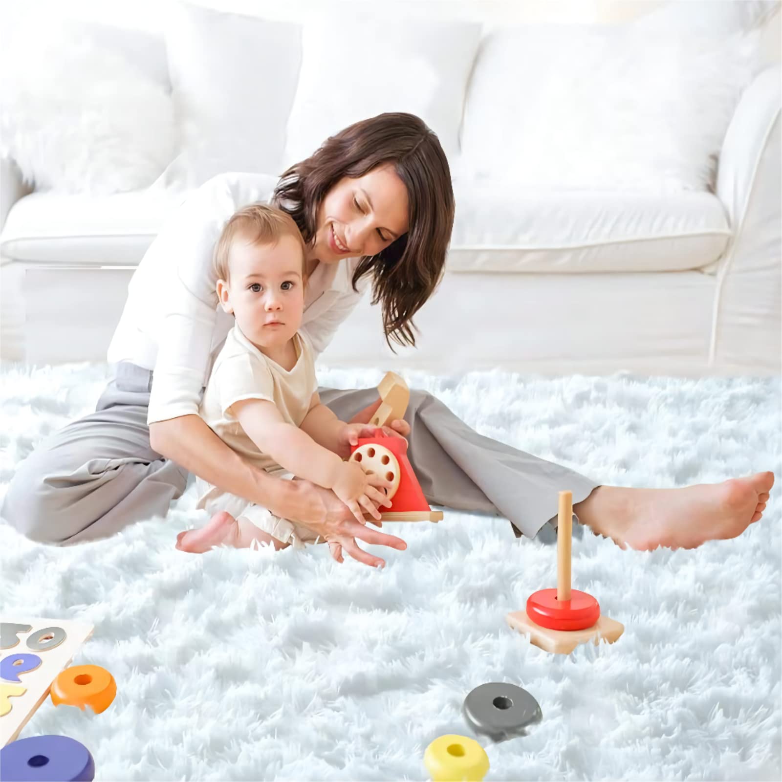 CAIYUECS Nursery plush rug provides soft flooring for safe playtime