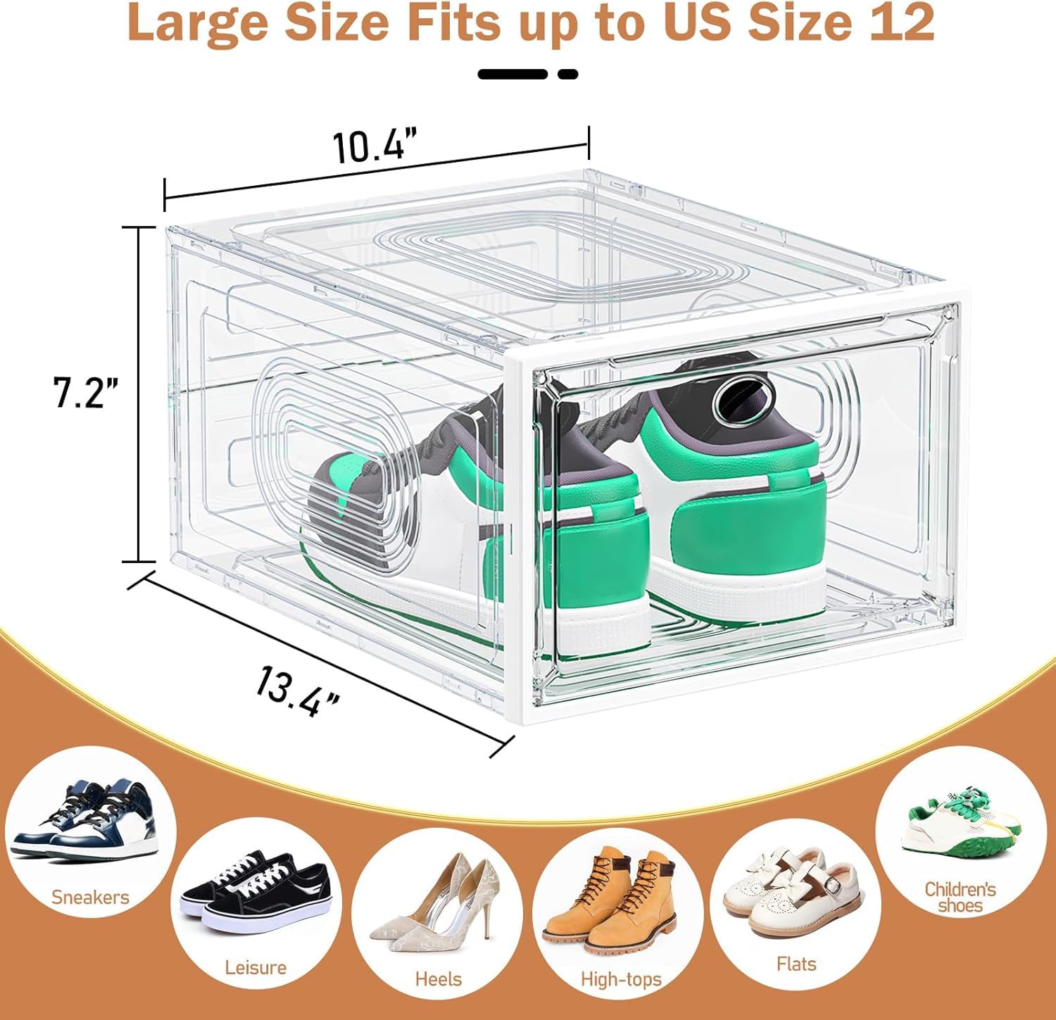 caktraie stackable shoe boxes with magnetic doors save space