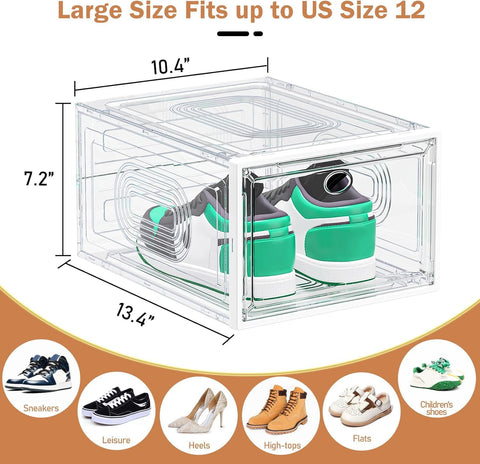 caktraie stackable shoe boxes with magnetic doors save space