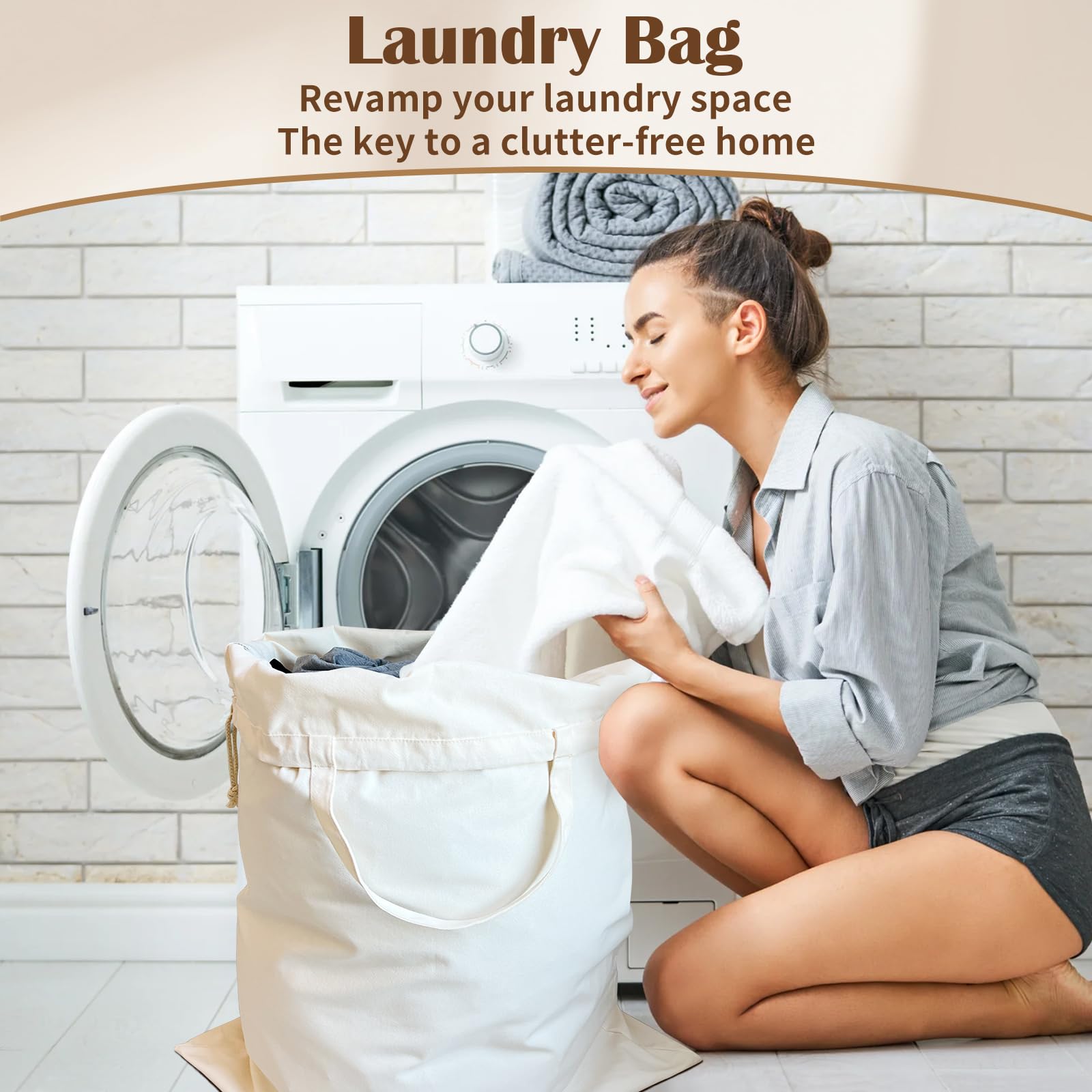 CALACH canvas laundry bag camping storage for gear and sleeping bags.