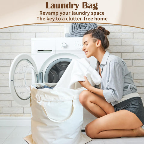 CALACH canvas laundry bag camping storage for gear and sleeping bags.