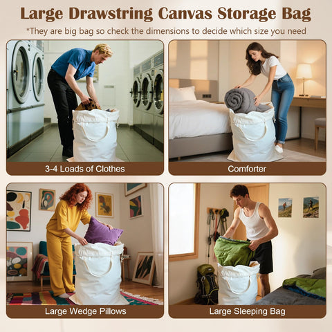 CALACH canvas laundry bag dustproof storage for seasonal clothes.