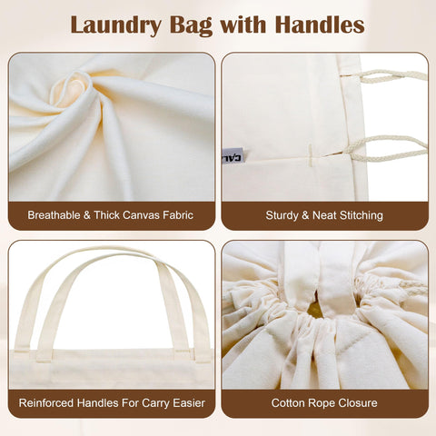 CALACH canvas laundry bag used as a hamper liner for organized storage.