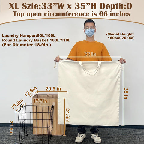 CALACH canvas laundry bag thick canvas close-up for durability.
