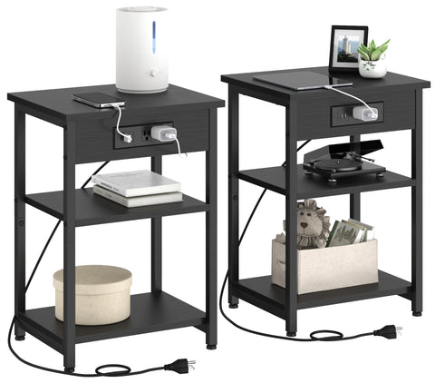 CALERTAIN end table with charging station keeps devices organized and within reach