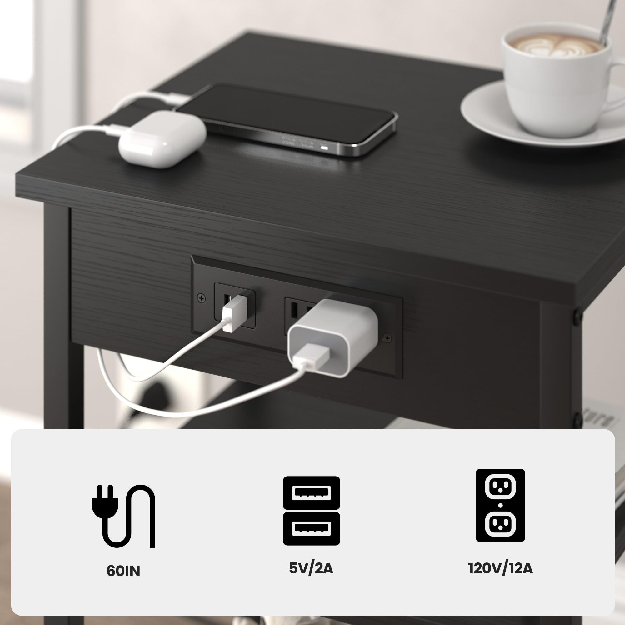 CALERTAIN sturdy metal legs offer durable support on any floor