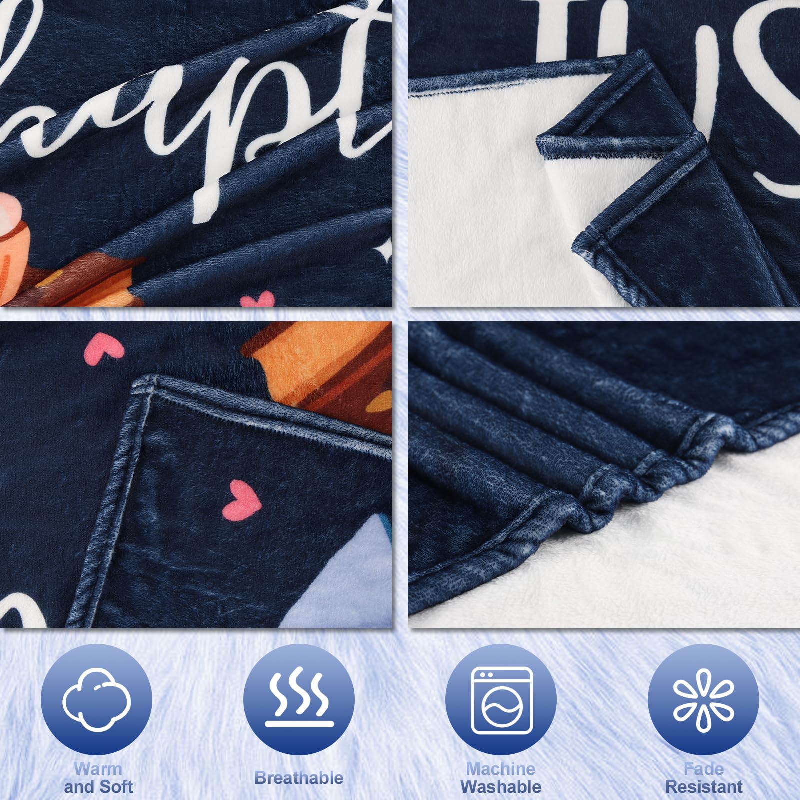 Calibron gift-ready blanket navy, a thoughtful present for book lovers.