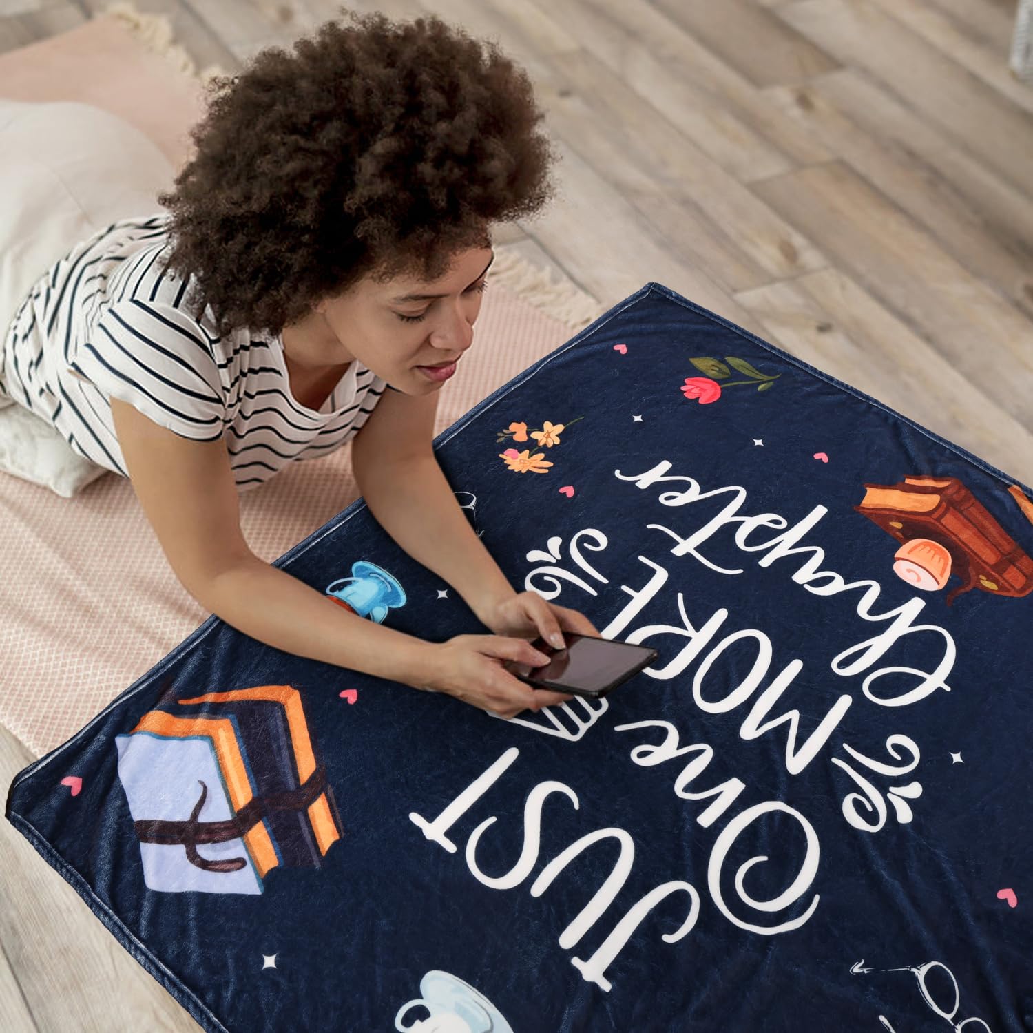 Calibron machine-washable blanket navy stays bright after many washes.