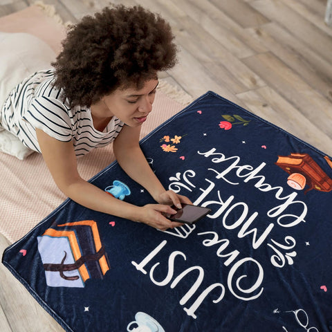 Calibron machine-washable blanket navy stays bright after many washes.