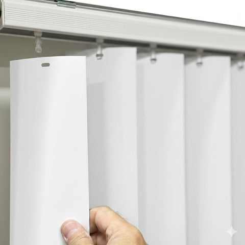 California Blinds Co heavy-duty PVC vertical slats 82.5-inch white pack, easy replacement