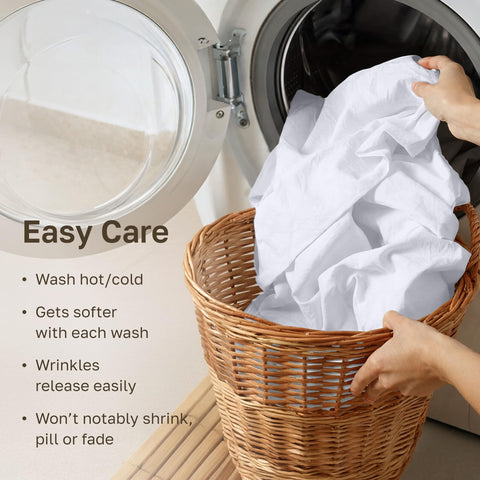 California Design Den flat sheet made of 100% cotton for softness.