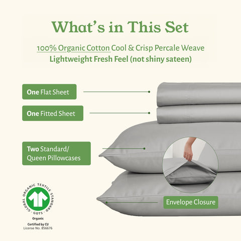 California Design Den 4-piece queen bedding set layout highlighting complete bed setup.