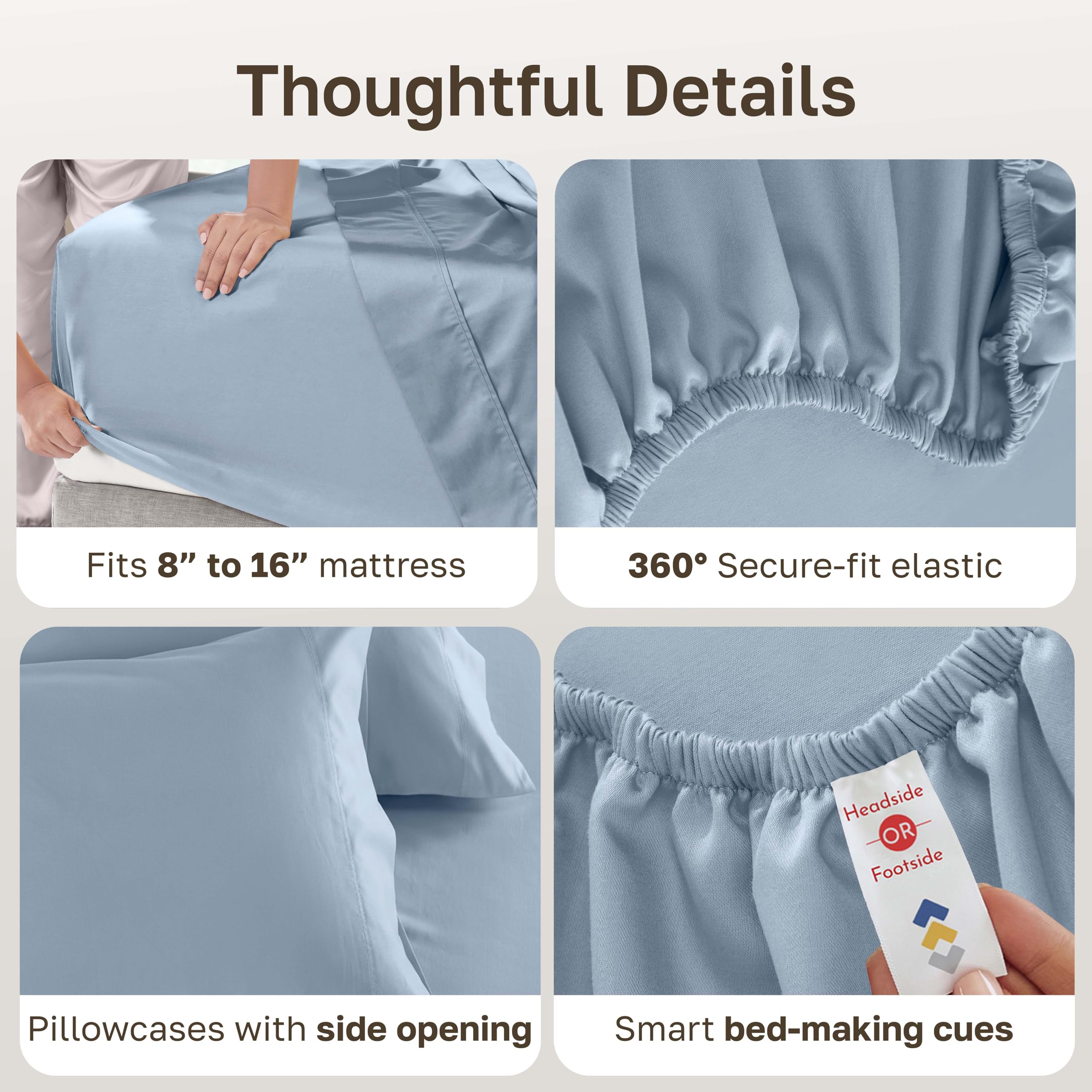 California Design Den blue 4-piece queen sheet set includes flat, fitted, pillowcases