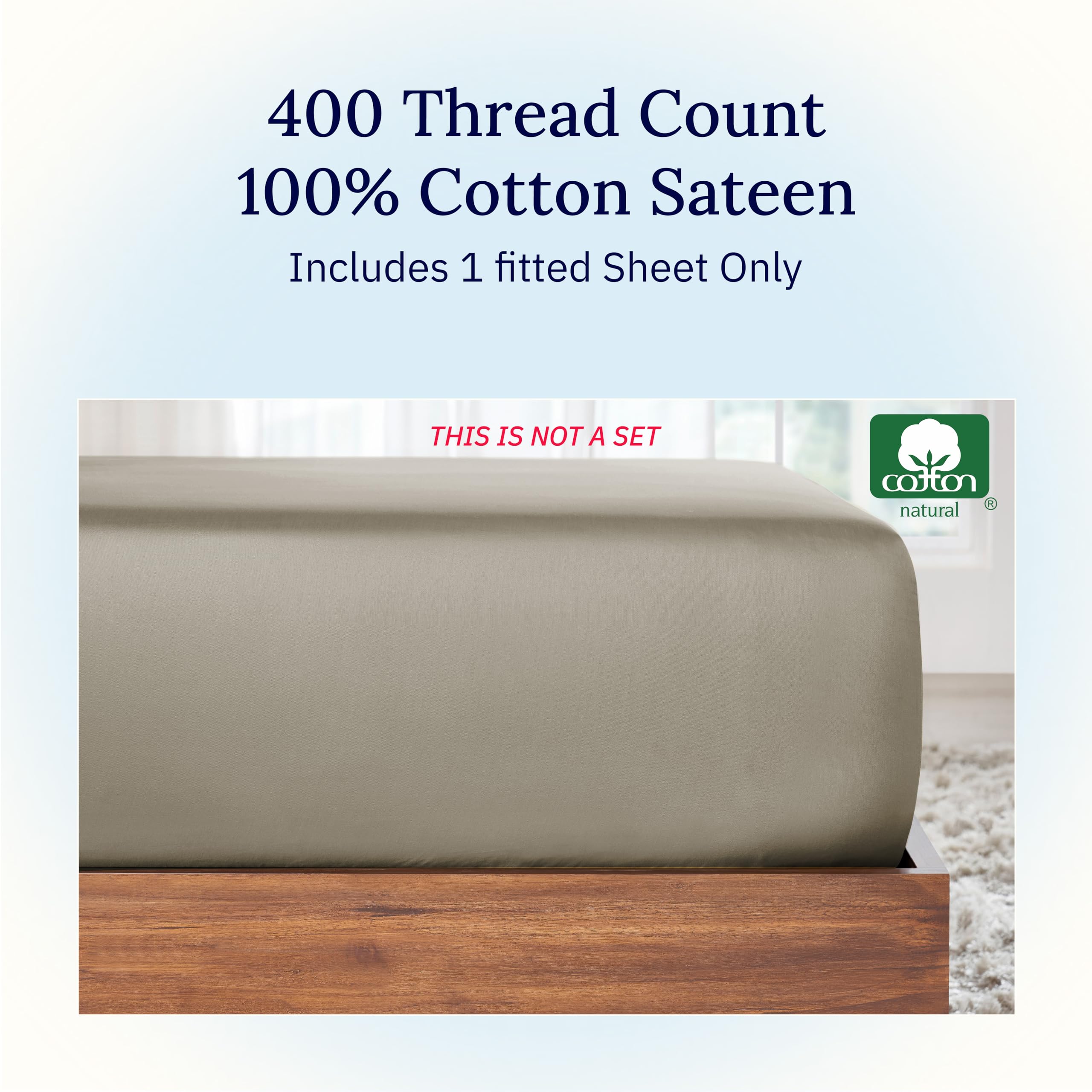 California Design Den 400TC cotton sateen fabric texture for smooth, breathable comfort.