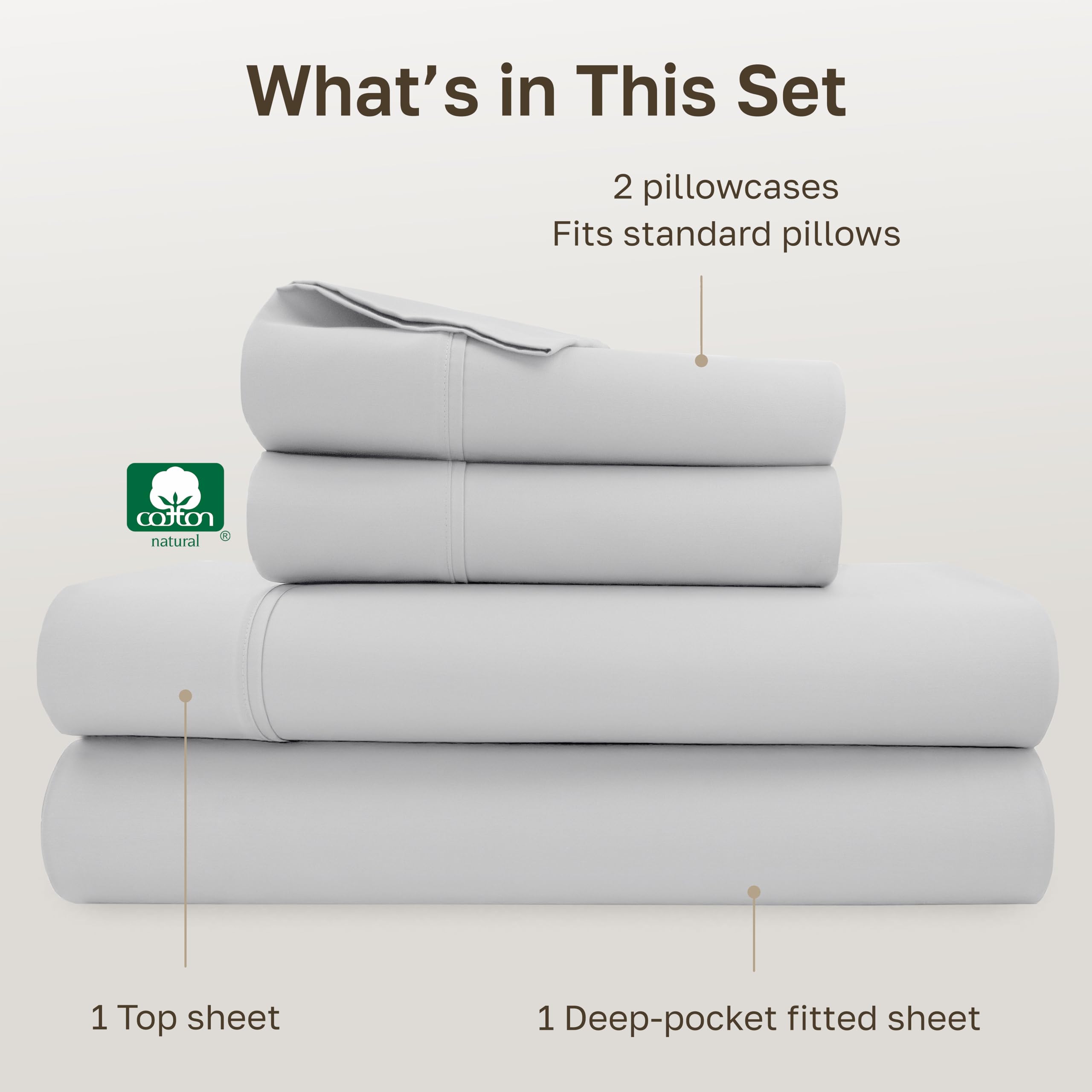 California Design Den 400TC sateen texture in silver with gentle sheen