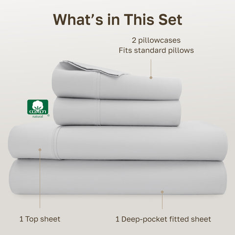 California Design Den 400TC sateen texture in silver with gentle sheen