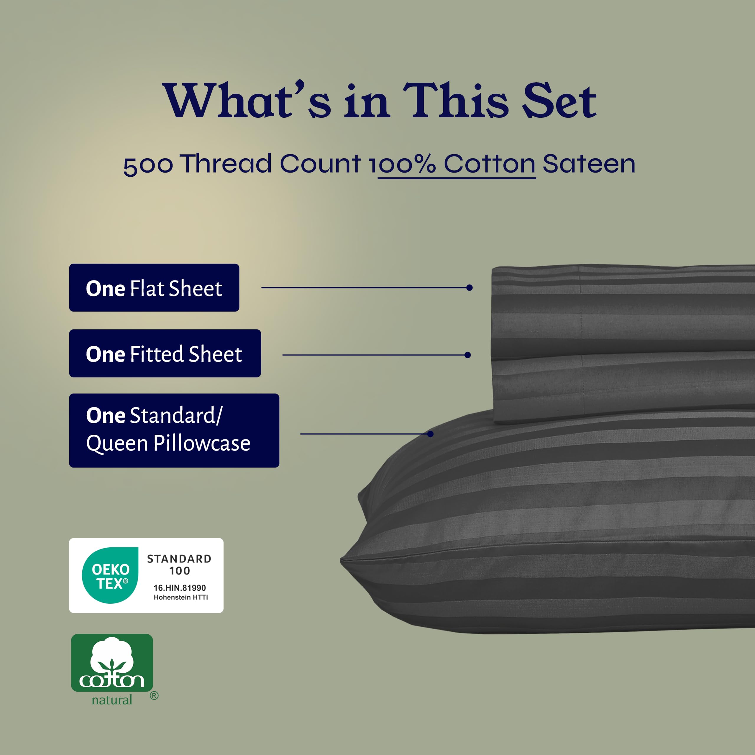 California Design Den 500TC twin sheet set fabric closeup showcases smooth sateen hand.