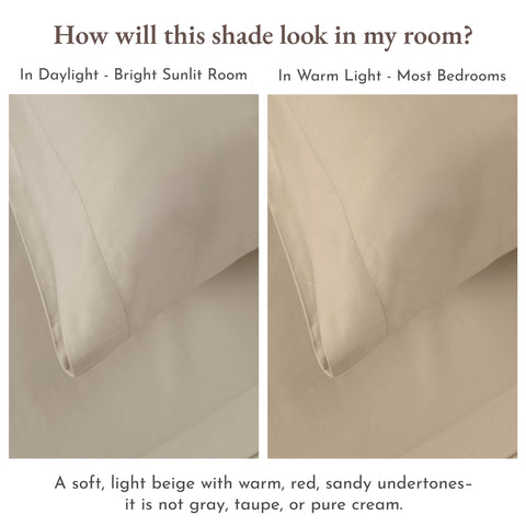 California Design Den beige warm taupe shade complements any bedroom decor.