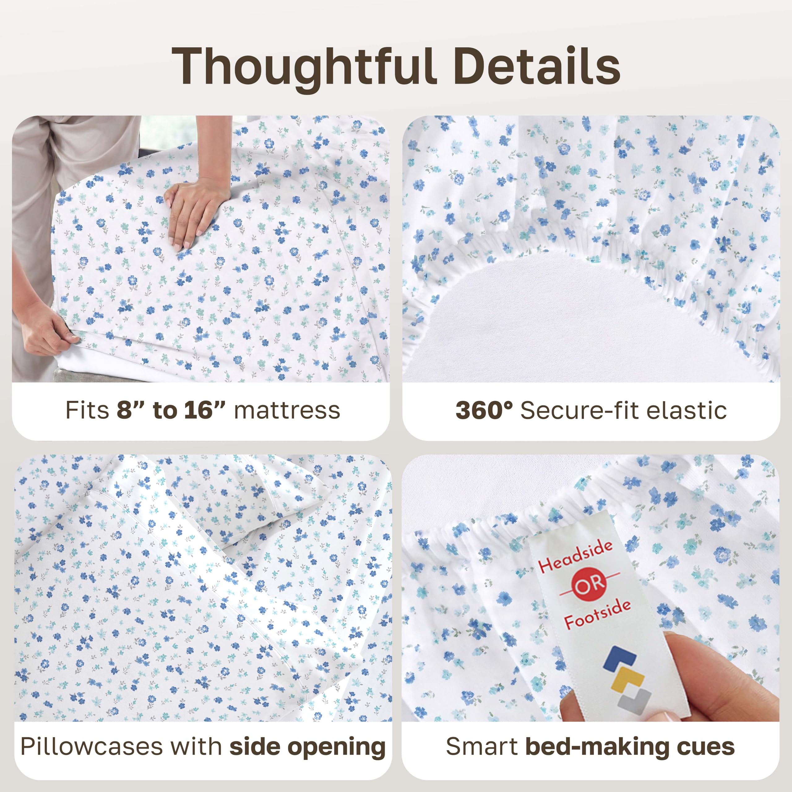 California Design Den breathable cotton sheets offer comfortable, temperature-balanced nights.