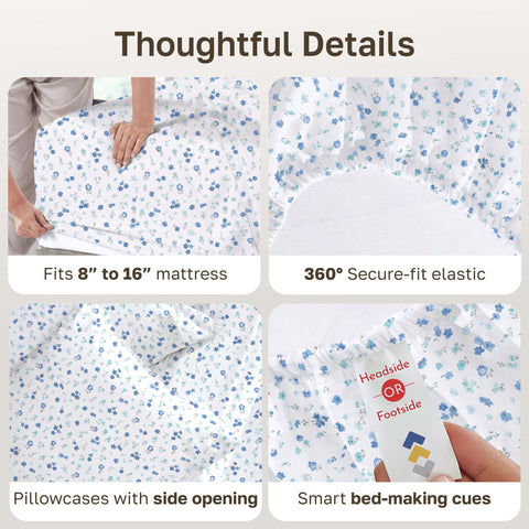 California Design Den breathable cotton sheets offer comfortable, temperature-balanced nights.