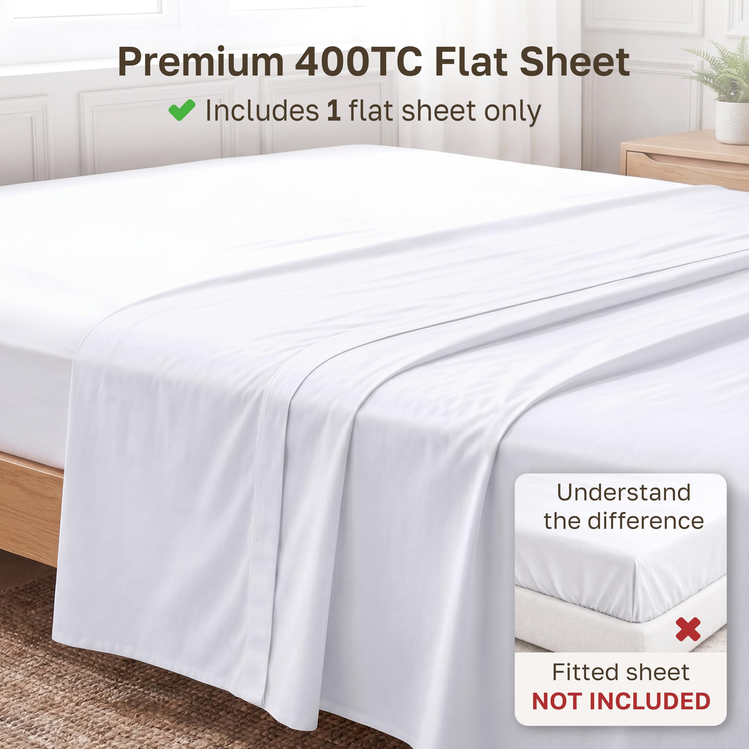 California Design Den cal king flat sheet in sateen weave with smooth finish.