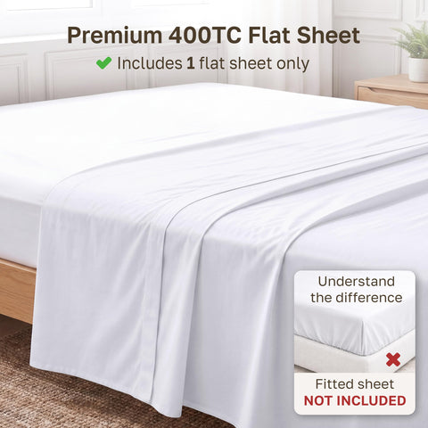 California Design Den cal king flat sheet in sateen weave with smooth finish.